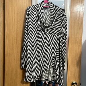 The Limited XL chevron pattern cross over cowl neck with top button or cardigan
